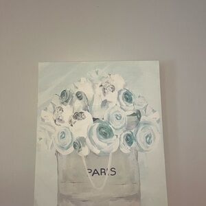 Floral Canvas Art with Paris Text